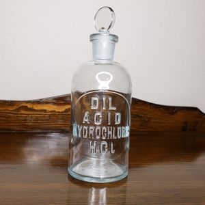 Antique Hydrochloric Acid Bottle with Stopper